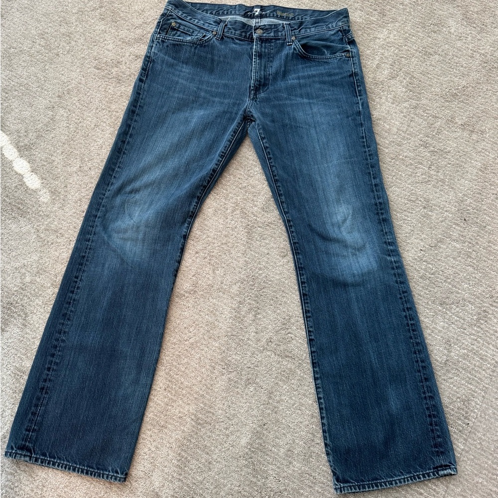 7 For All Mankind Men's Bootcut Jeans - Dark Blue Wash